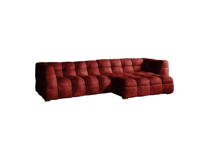 Kawola Ecksofa RIO Bordeaux Velvet, Textil, Echtholz, Füllung: Schaumstoff, Ottomane rechts, L-Form, 319x170 cm, Wohnzimmer, Sofas & Couches, Wohnlandschaften, Ecksofas