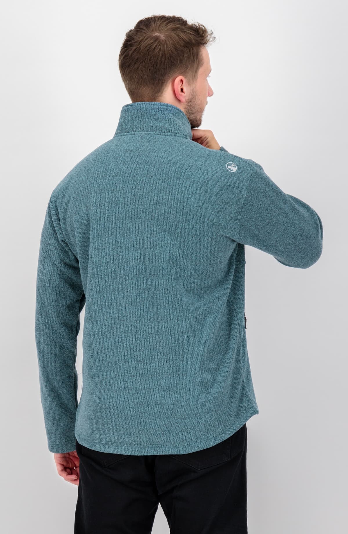 Strickfleecejacke DEPROC ACTIVE "SEWARD MN", Herren, Gr. S (48), grau (smoke), Fleece, 100% Polyester, normal hüftbedeckend, gerader Abschluss, Jacken Strickfleecejacke, mit 2-Wege-Reissverschluss smoke S (48)