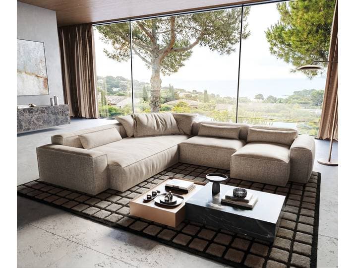 Canapé panoramique Freestyle Cozy 360x290 cm Tissu tissé beige doux