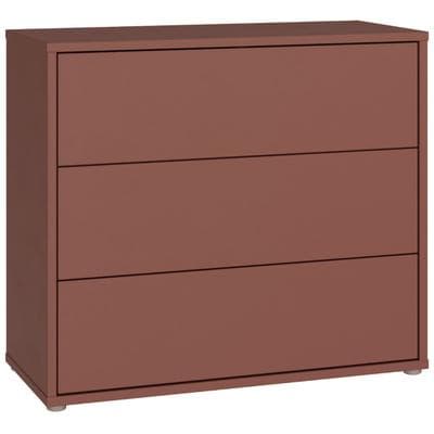 Kommode FORTE "Alice Springs, Kommode, 3 Schubkästen B/H/T 94,8/83,1/41,5", braun (terakotta), B:94,8cm H:83,1cm T:41,5cm, Holzwerkstoff, Sideboards, Kommode, Schubkästen mit Vollauszug, grifflos,Push to open