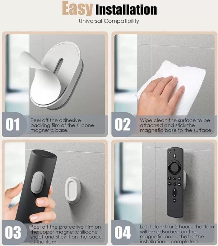 INF 4er-Pack Magnetische Fernbedienungshalterung, Silikon-TV-Fernbedienungs-Organizer Weiß