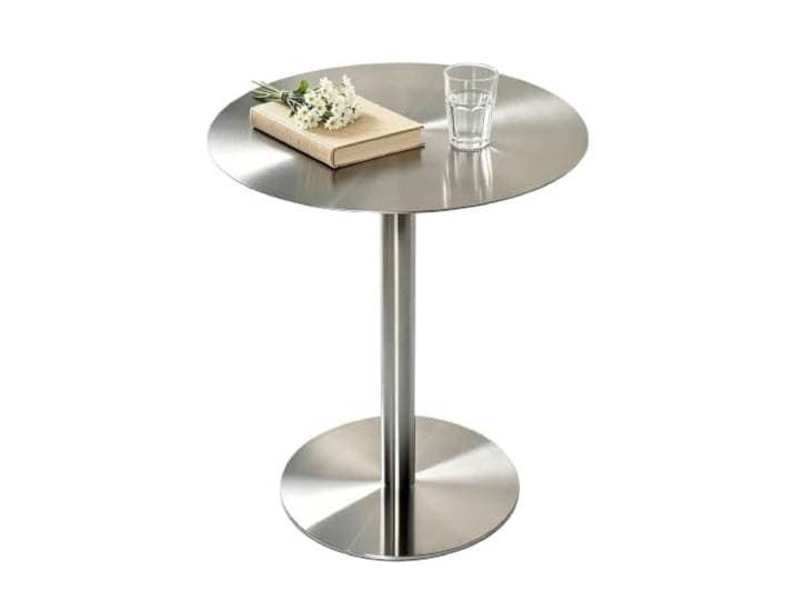 Runde Hochtisch-Couchtische mit Edelstahlplatte，Bistro-Pub-Bartisch 40/50/60/70/80cm Sofa-Nachttisch Küche Frühstück Esstisch für kleine Räume im Wohnzimmer(70x70x75cm)