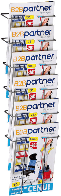 B2B Partner Druciany uchwyt ścienny na ulotki, 6x A4