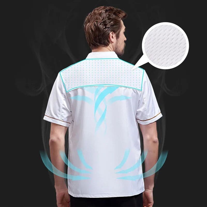 Red DiYi Black Short Sleeve Chef Jacket Men's Chef Uniform Kitchen Restaurant Cooking Shirts Bakery Cafe Waiter Cook Coat Apron Set