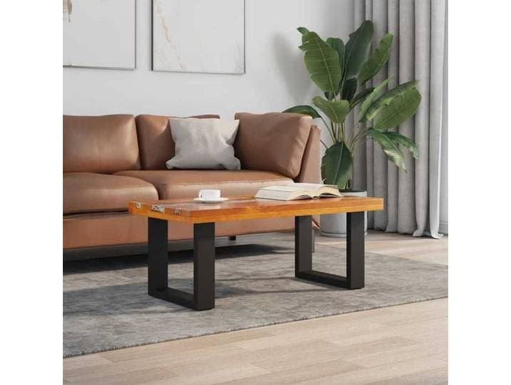ELORAN Table Café pour Salon - Table basse Teck - Résine - Table basse de salon - 100x50 cm 27865