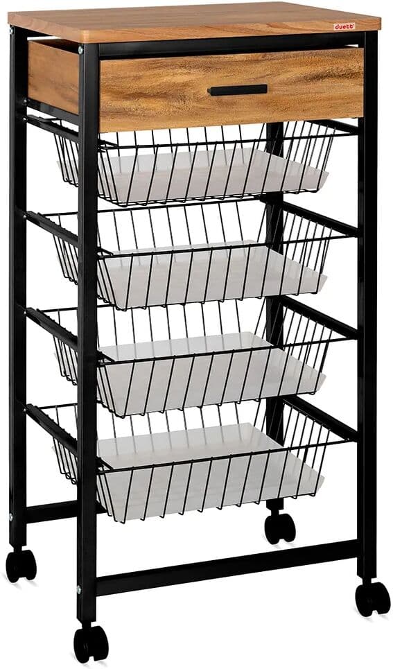Duett Carrito De Cocina 998440 43.5x33x88.4 Cm Black / Wood One Size
