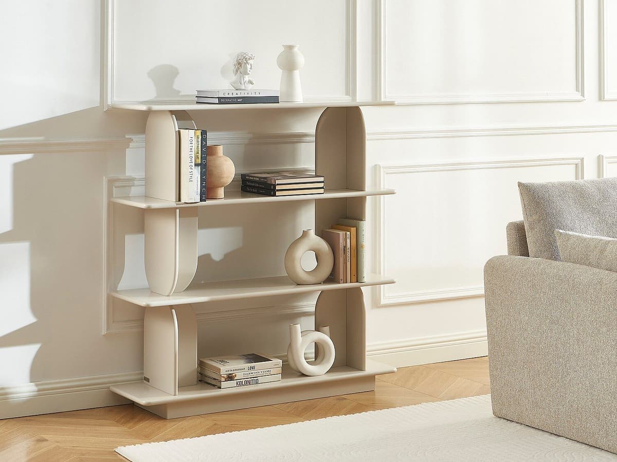 Unique Estante con 3 baldas en MDF - Beige - LUSORIA