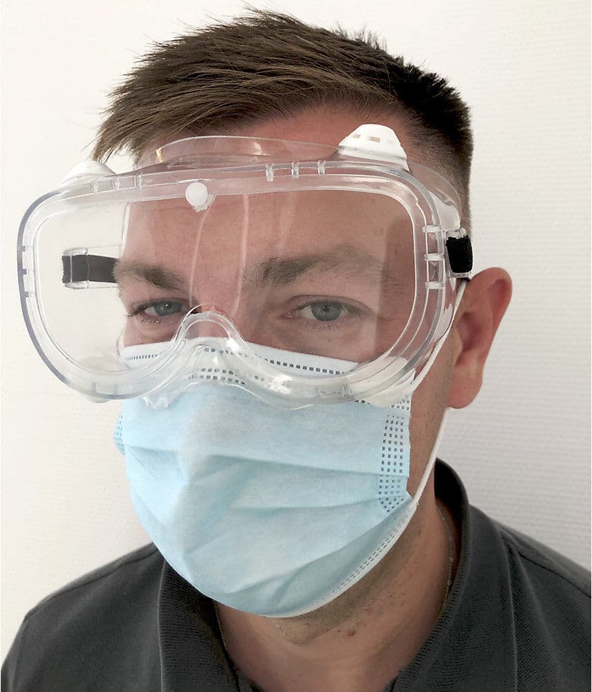 kaiserkraft Vollsicht-Schutzbrille EN 166 (VE 10 oder 200 Stk), mit Belüftungsventil, transparent, VE 200 Stk