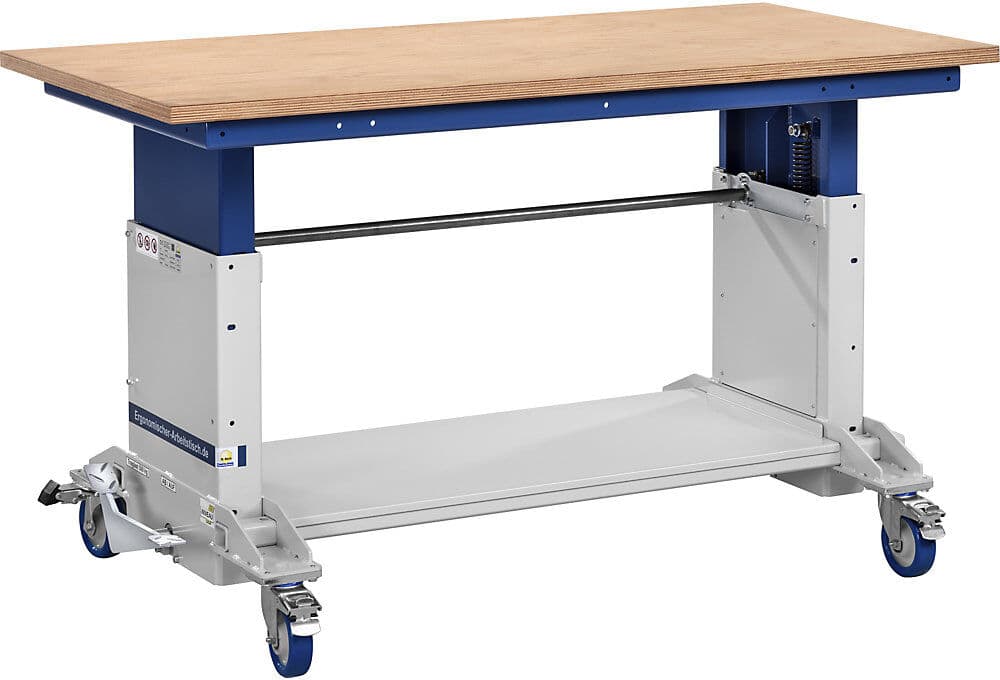 kaiserkraft Hub-Arbeitstisch SUPPORTER, Multiplexplatte, Tragkraft 500 kg, BxT 1600 x 790 mm