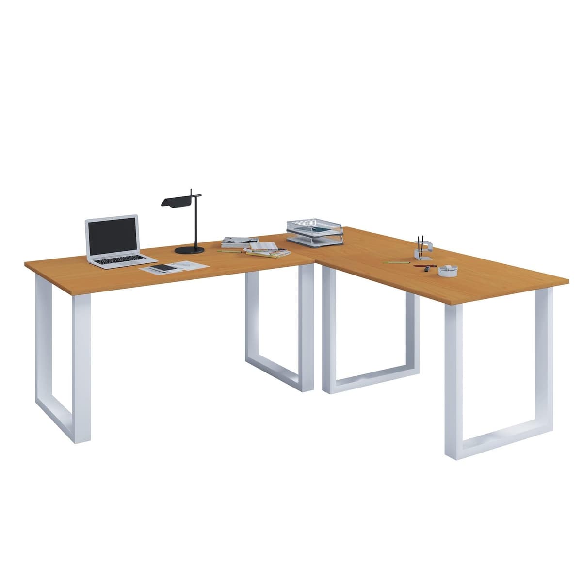 VCM VCM Holz Schreibtisch Eckschreibtisch schlicht 190x130 L Form links oder rechts Arbeitstisch Platte 50 cm tief Computertisch Büromöbel - Lona U