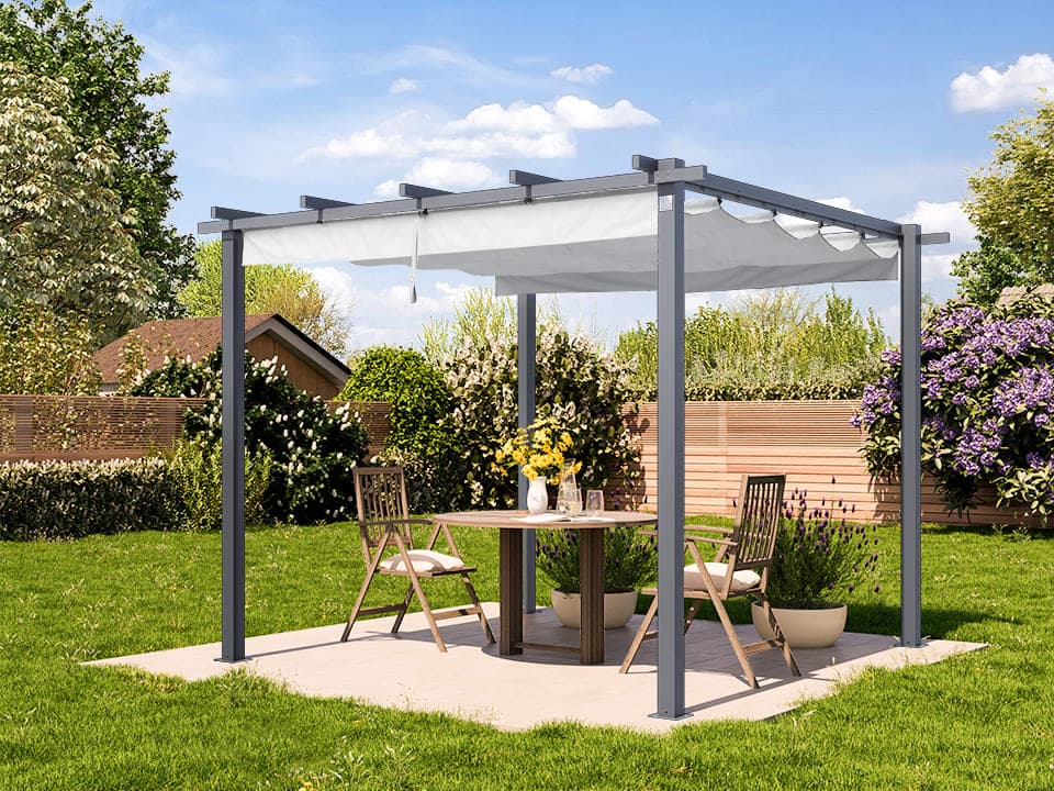 PRIMEYARD 3x3m Pergola, Solsejl, stone - (400100)