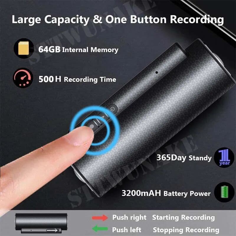 500 Hours Time Voice Activated Recorder Built-in Magnet Small Digital Audio Recording Device Sound Dictaphone STTWUNAKE