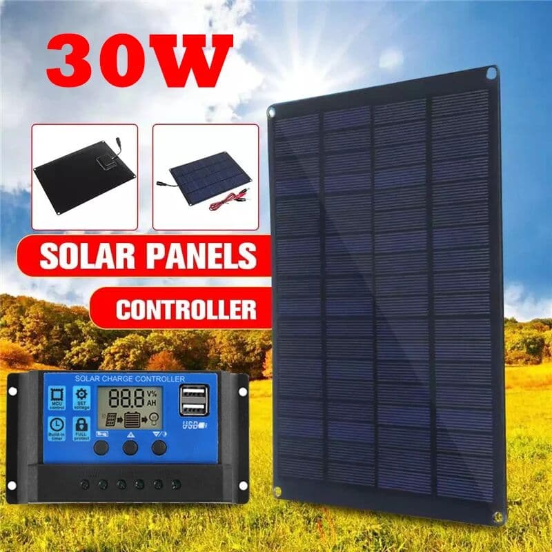 luxuglow 30W 18V Solar Panel with 30A Controller Portable Solar Cell Power Bank For Outdoor Phone Charging Camping Mobile Power Supplies