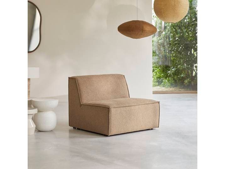 Tiefer Modulsessel aus camelfarbenem Stoff Dario - Braun - Fabric