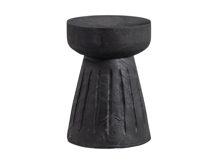 Massiver Design Beistelltisch & Hocker „Borre“ Schwarz De Eekhoorn