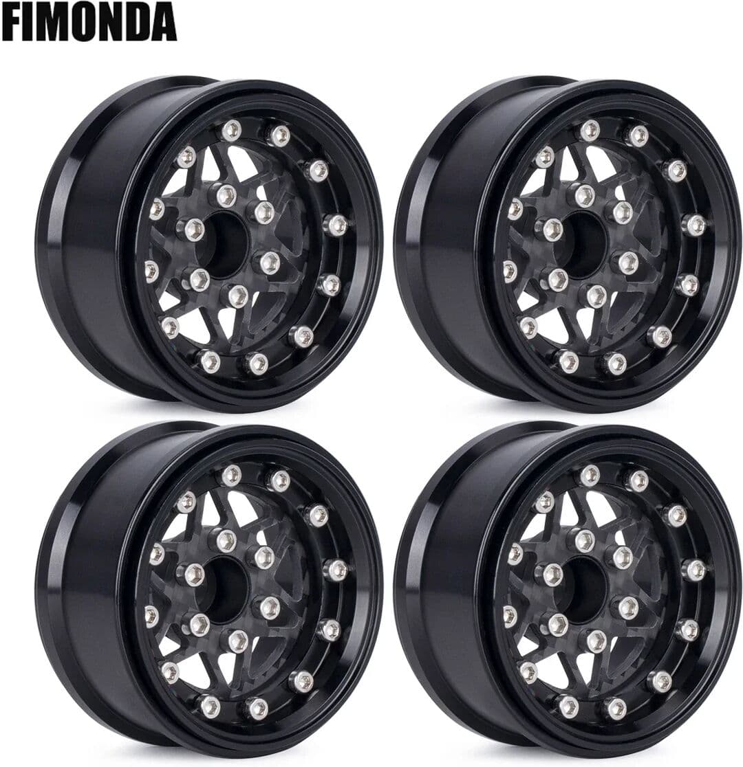 Fimonda 6061 Aluminum Alloy 1.9 Inch Beadlock Wheels Adjustable Offset Rim Hub for 1/10 RC Crawler Car Axial SCX10 D90 TRX4 TRX6