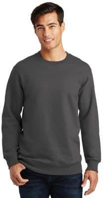 Port & Company PC850 Fan Favorite Fleece Crewneck Sweatshirt in Charcoal size 3XL   Cotton/Polyester Blend