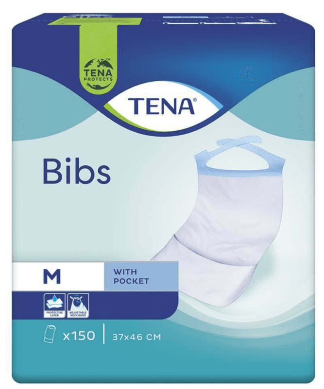 Tena Bibs - Bavoirs jetables Medium - 12 paquets de 150 bavoirs