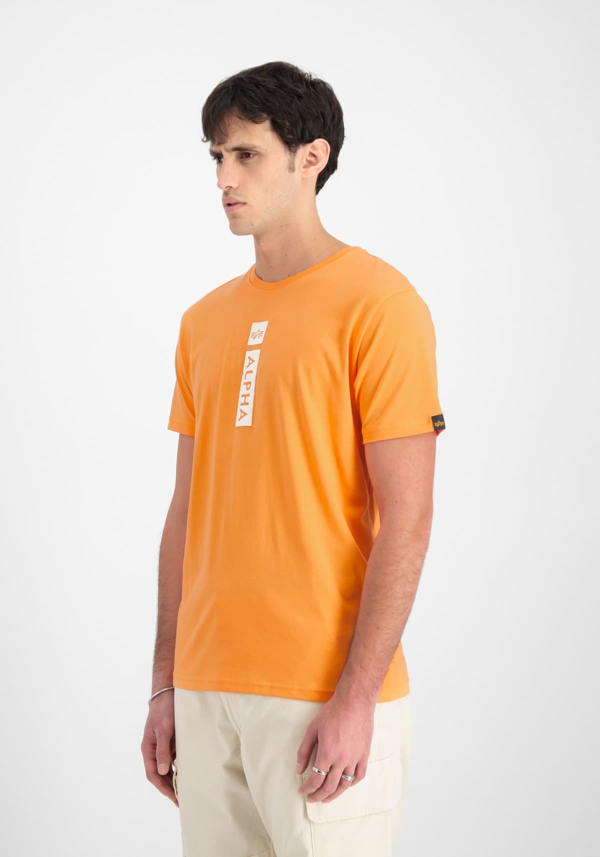 T-Shirt ALPHA INDUSTRIES "Alpha Puff Print T-Shirt", Herren, Gr. XXL, orange (tangerine), Obermaterial: 100% Baumwolle, Shirts T-Shirt tangerine XXL