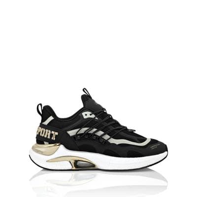 Sneaker PLEIN SPORT "Air Pressure //Gen.x.04", Damen, Gr. 36, Normalschaft, schwarz (0293, schwarz, lightgold), Schuhe Sneaker