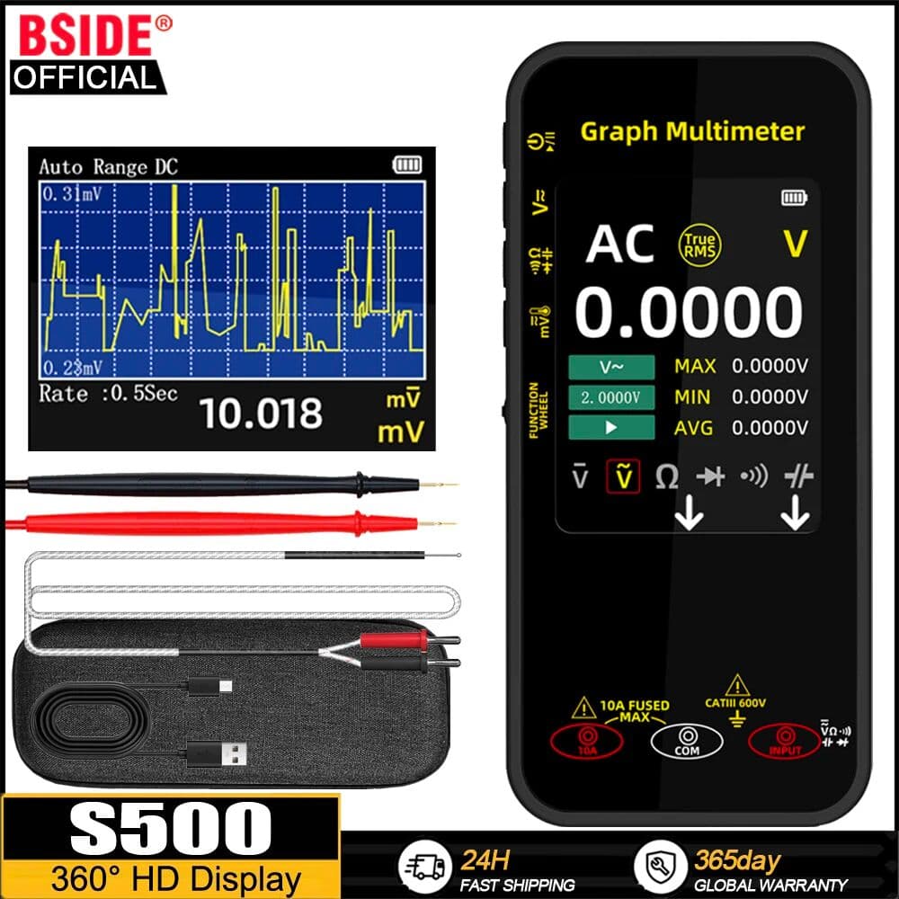 BSIDE NEW Graphic Digital Multimeter High-precision Multitester Resistance Voltage Capacitance Hz Continuity Tester
