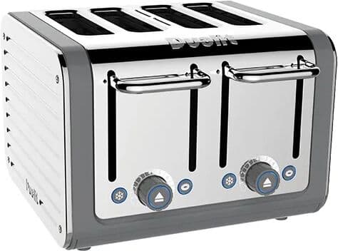 Dualit Architect 4 Slot Grey Body With Stainless Steel Panel Toaster