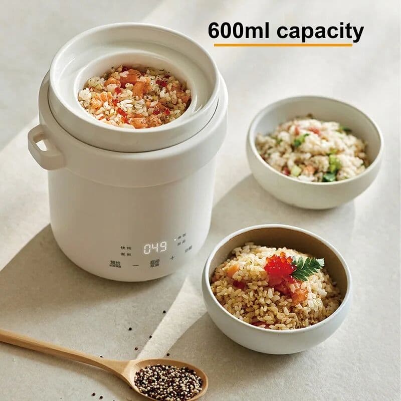 LUOUPHEI 600ml Rice Cooker Multi-function Ceramic Non-stick Fast Electric Cook Pot Portable Electric Lunch Box Mini Electric Stew Pot