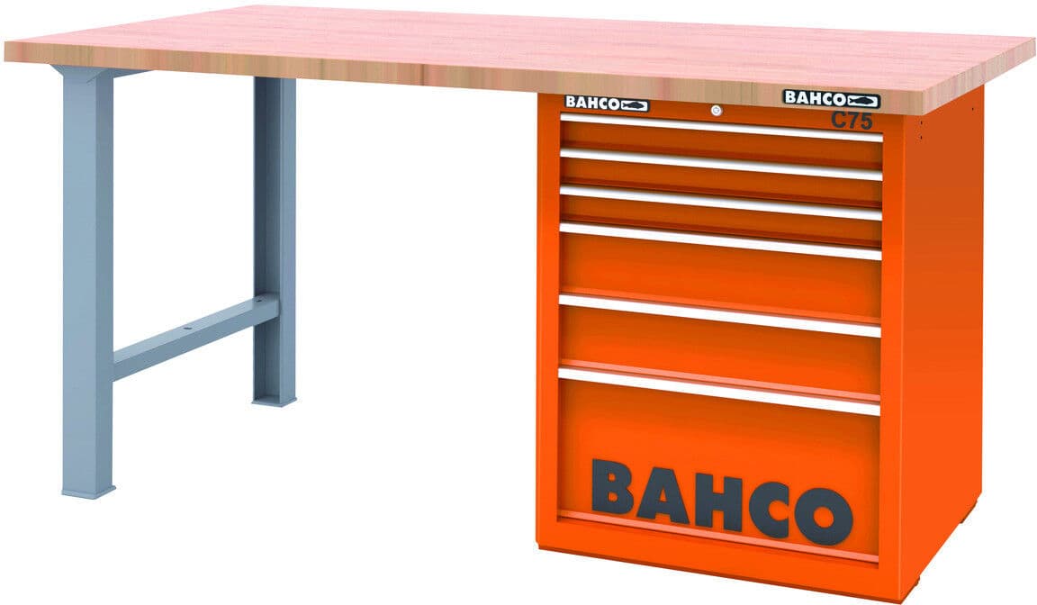 Armário de parede ou de bancada com estore e ganchos com 6 gavetas Bahco 1495KH6BLWB18TW