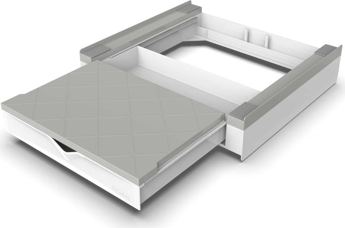 Meliconi 656123 Kit Di Sovrapposizione Lavatrice E Asciugatrice 2 In 1 Ripiano + Cassetto In Abs Universale Torre Duo - 656123