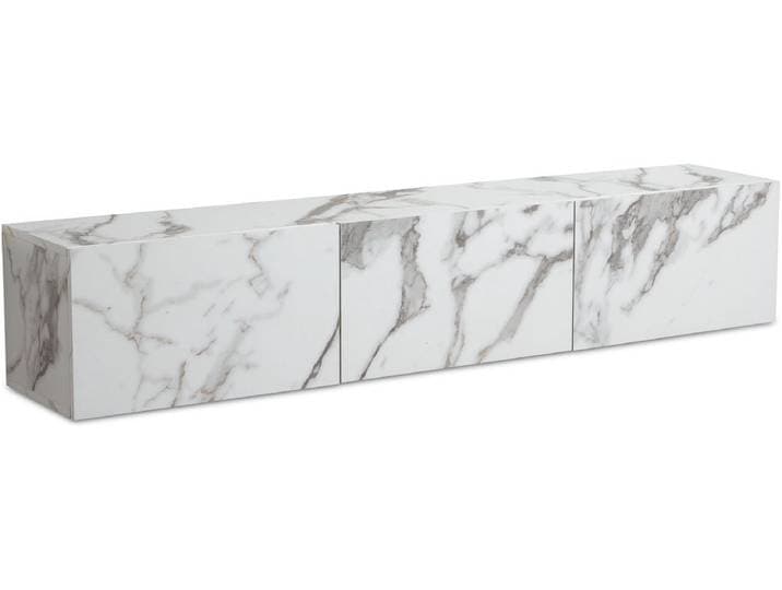 Ervesto Tv-meubel - Lowboard Hangend 160x30x30 Cm - Marmerlook Wit - Zwevend Tv-dressoir Met Vouwdeuren - Modern Tv-kastje Met Opbergruimte