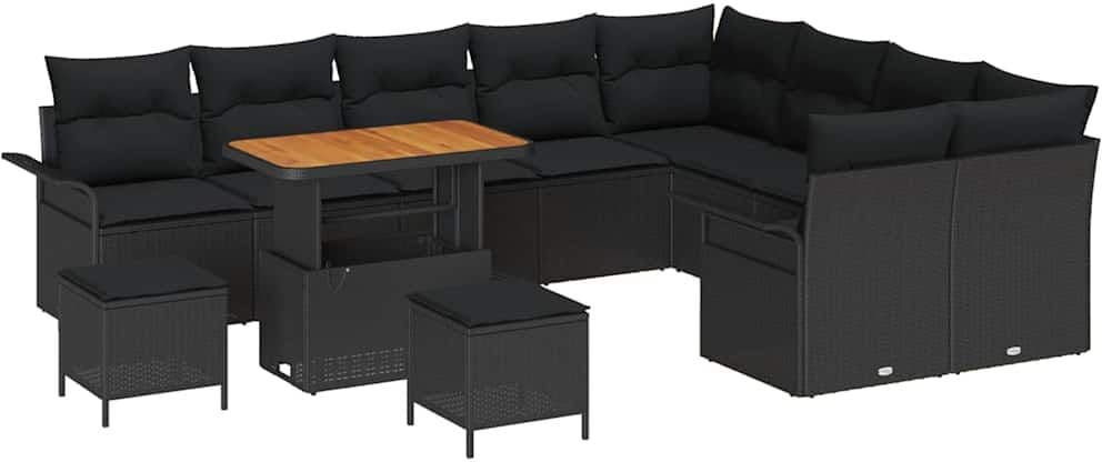 vidaXL Ensemble de canapé de jardin 12 pc 11 place Noir