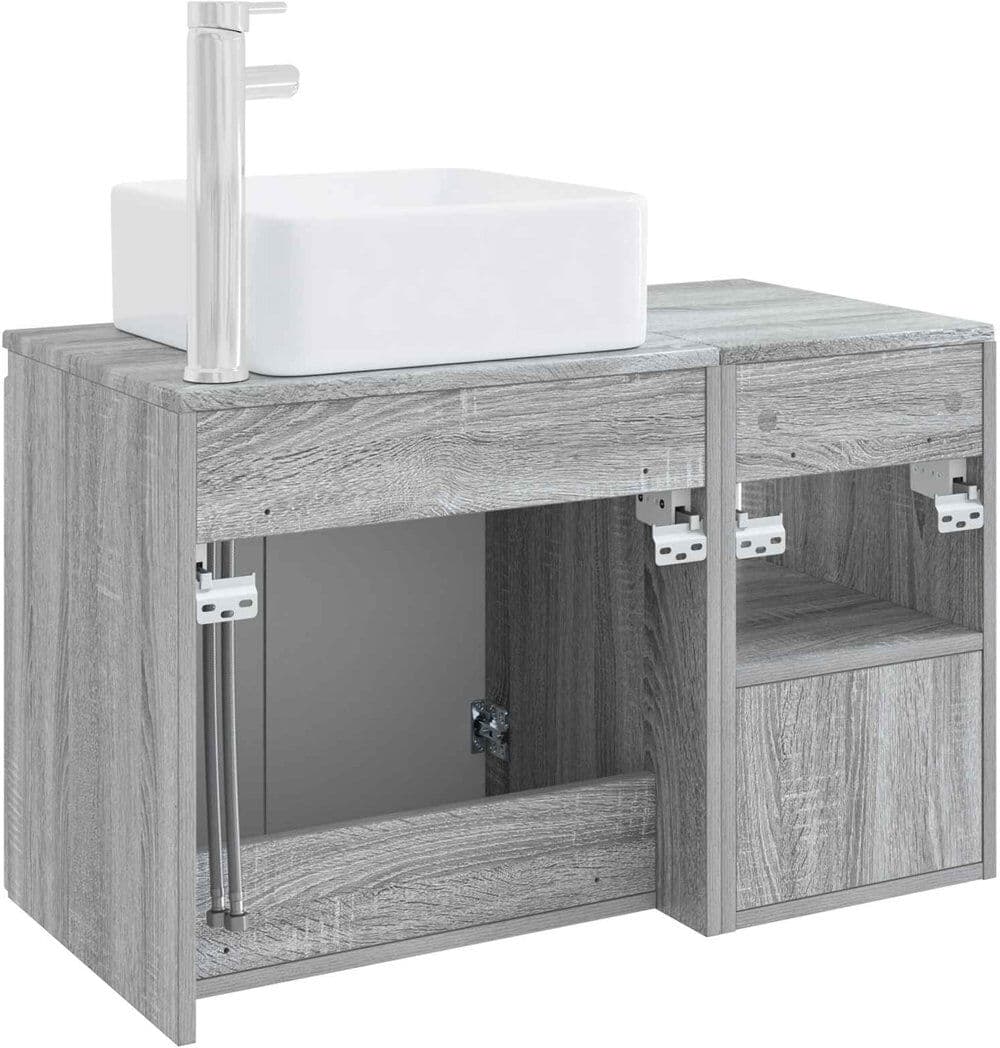 Brayden Studio Bathroom Furniture Suite Vanity & Mirror Set Bathroom Suite with Grey