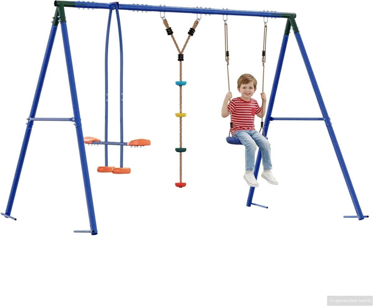 vidaXL Ensemble de balançoires d'extérieur Multicolore Acier et PE