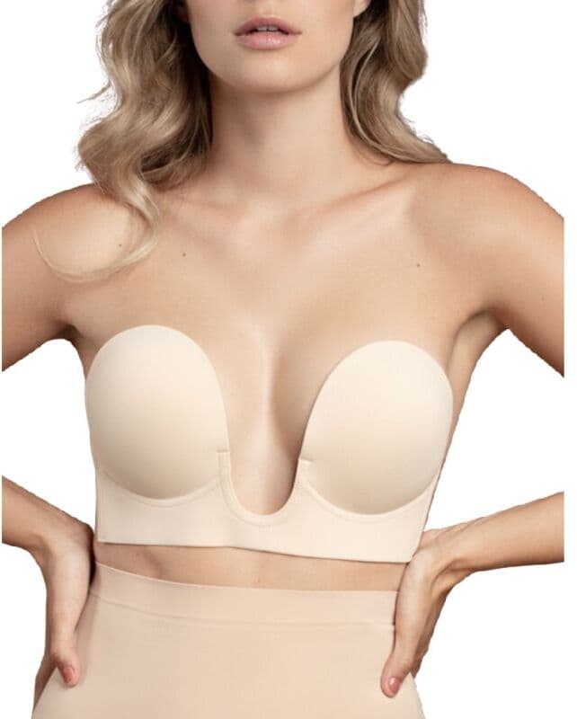 BYE BRA - BRAS Reggiseno Adesivo a U Scollatura Bye-Bra — Coppa E, Beige
