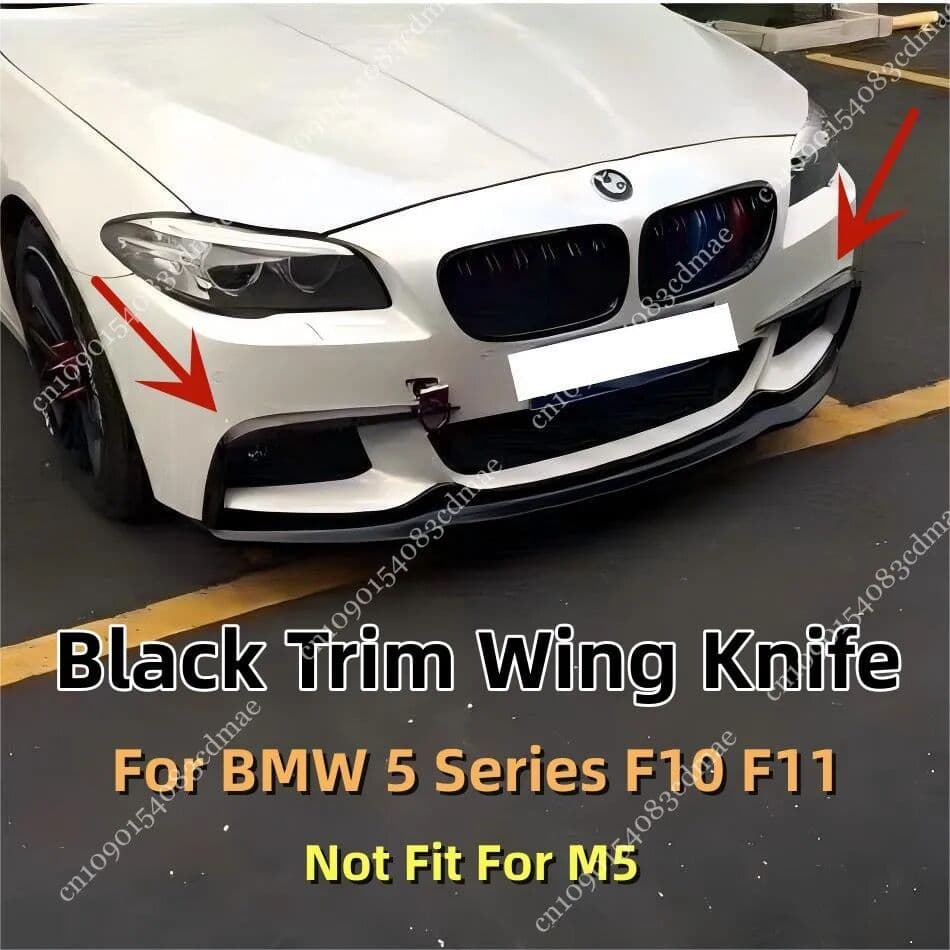 NONE Front Bumper Splitter For BMW 5 Series F10 F11 520i 528i 535i 550i M Sport 2010-2016 Car Spoiler Gloss Upper Trim Wind Knife ABS