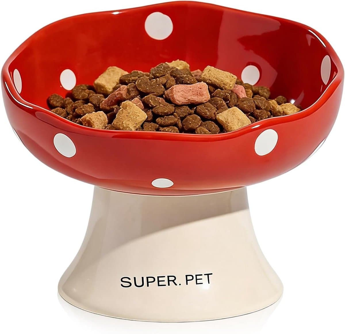 Verhoogde keramische kattenvoerbak met standaard, antislip en anti-braak ontwerp voor katten en kleine honden