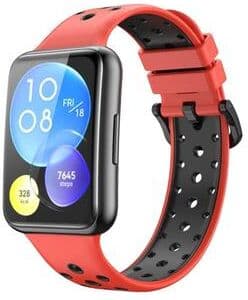 Everyday Crate Huawei Watch Fit 2 Two Color Silicone Watch Band Soft Adjustable Replacement Strap red+black