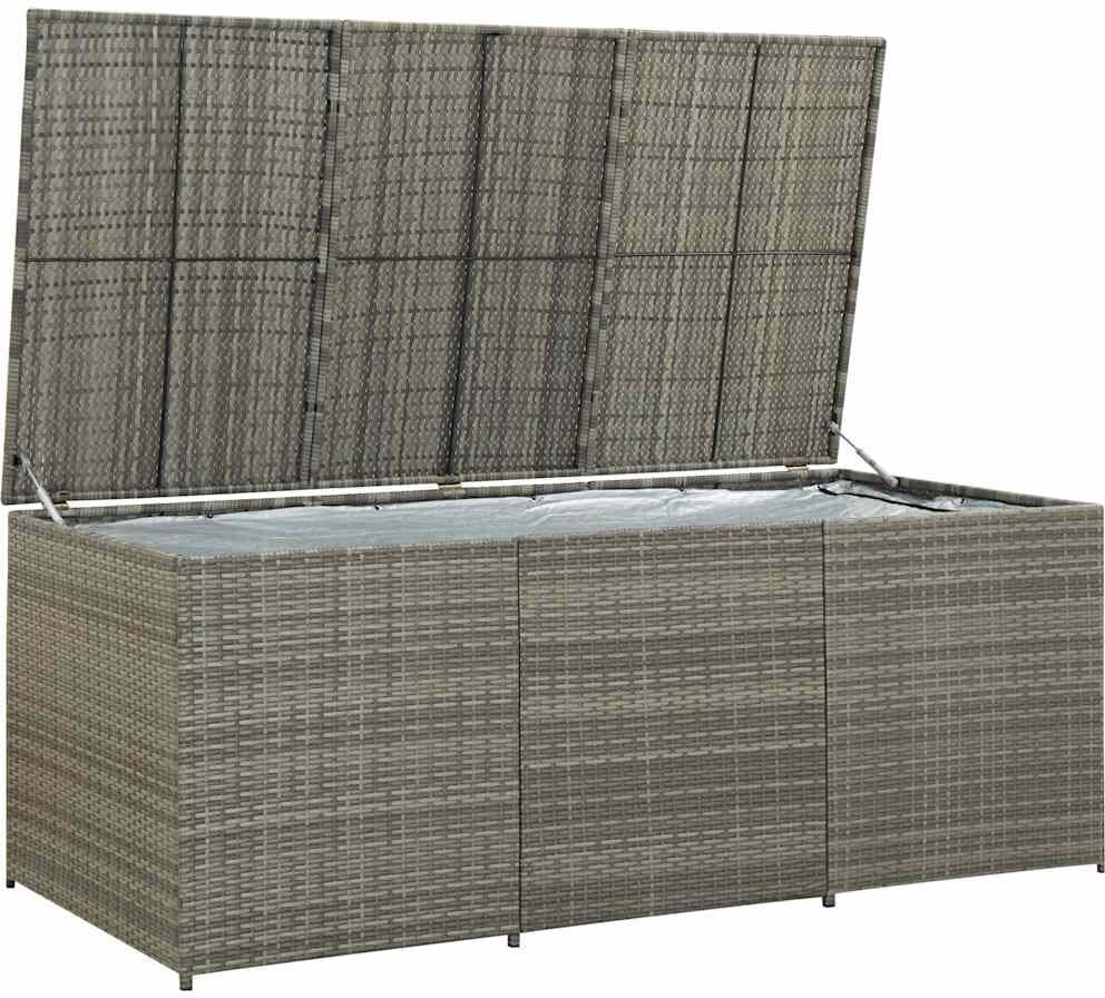 vidaXL Boîte de rangement de jardin résine tressée 180x90x70 cm gris