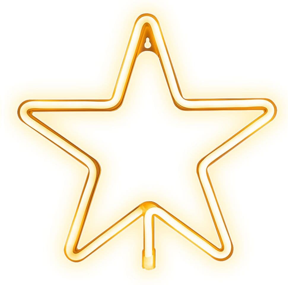 Forever Light LED Neon Skilt Jul - Gult Lys m. Julestjerne