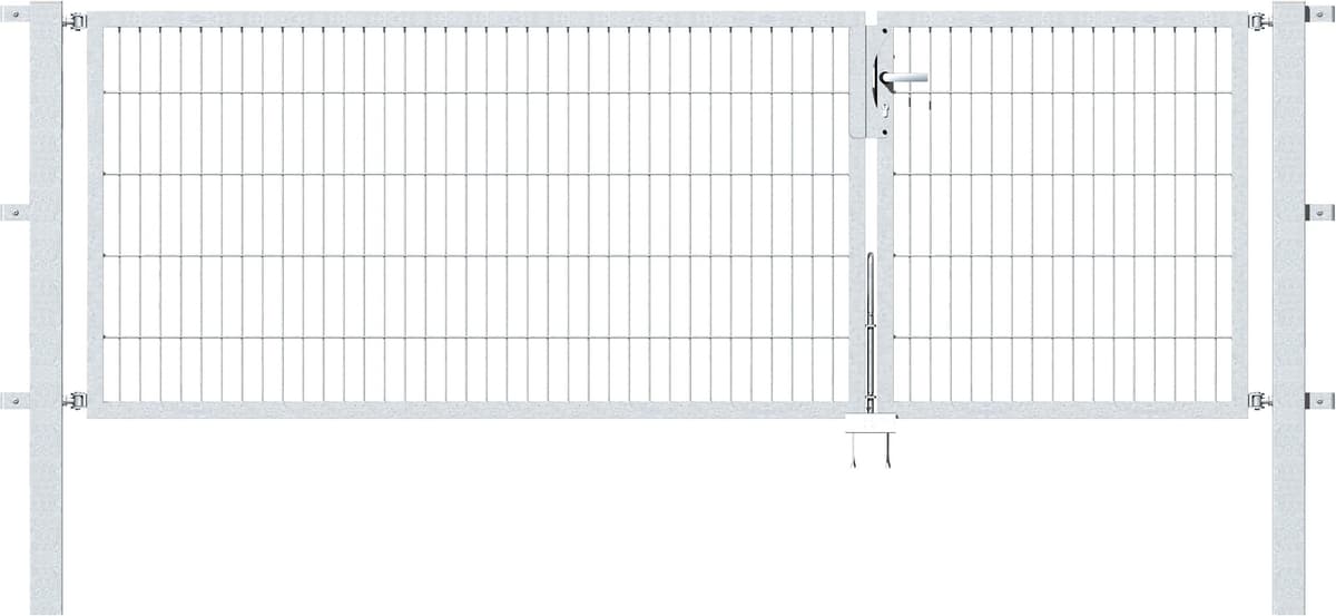 Zaundoppeltür ALBERTS "Flexo", silber (feuerverzinkt), B:300cm H:100cm, Stahl, Tore, Zaundoppeltür, in verschiedenen Abmessungen