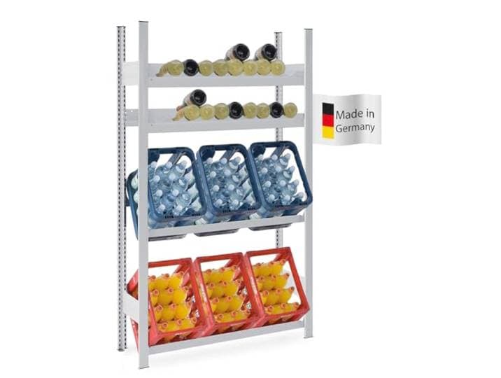 PROREGAL Getränkekisten- & Weinregal CHIEMSEE VINO HxBxT 175x106x33,5cm 6 Kisten + 38 Flaschen Lichtgrau Getränkekastenregal Getränkeregal Flaschenregal Weinständer