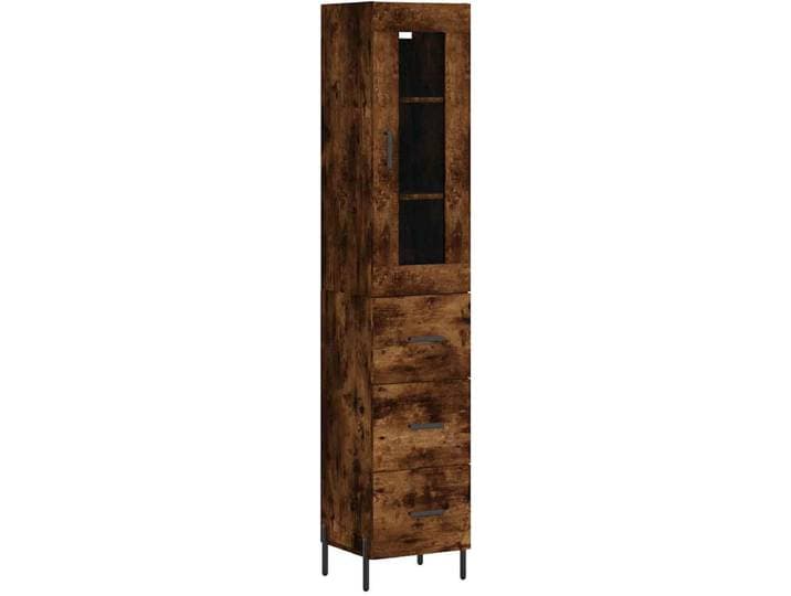 vidaXL - Hoge - kast - 34\,5x34x180 - cm - bewerkt - hout - gerookt - eikenkleurig