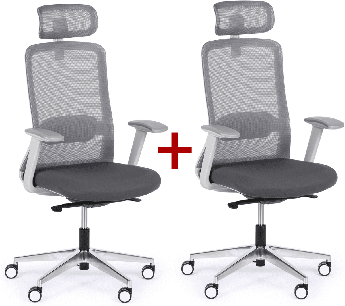 B2B Partner Kancelárska stolička JAMES 1+1 ZADARMO, sivá