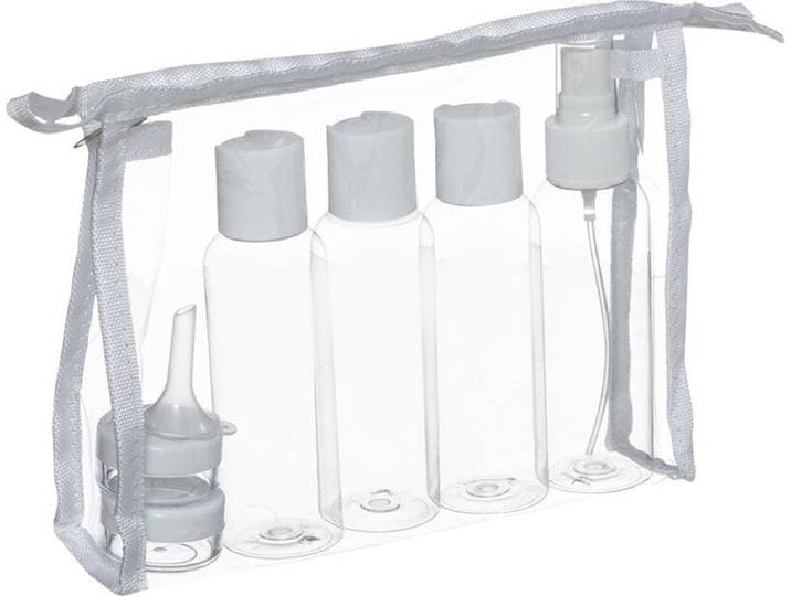 5five Reis toilettas dispenser flessen set - 7 stuks, Effen kleur