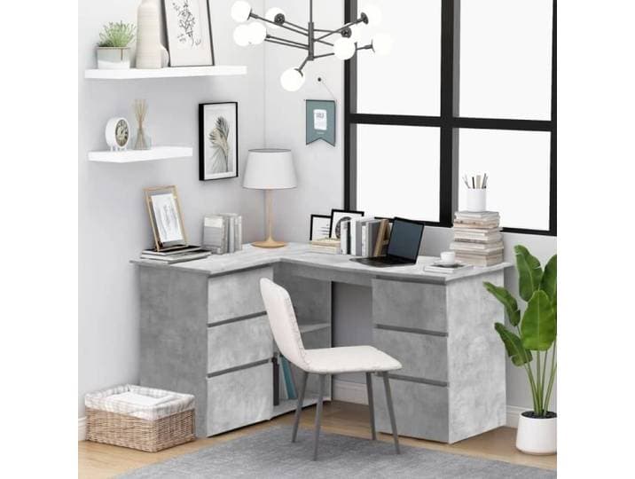 Elegant Table travail - Bureau d'angle Gris béton 145x100x76 cm Aggloméré Bonne vie 30090 - Gris 52 3 Kg