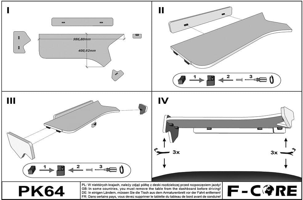 F-CORE PK64 RED Dash table