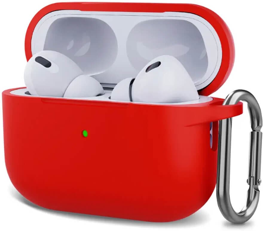 AirPods 4 Silikoni Suojus + Karbiinihaka, Punainen