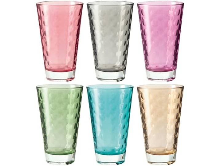 LEONARDO HOME Drinkglas Optic 6-delige set, waterglas, longdrinkglas, glazen bekers, vaatwasmachinebestendig, kleurrijk, 6 stuks (1 stuk), 6 stuks