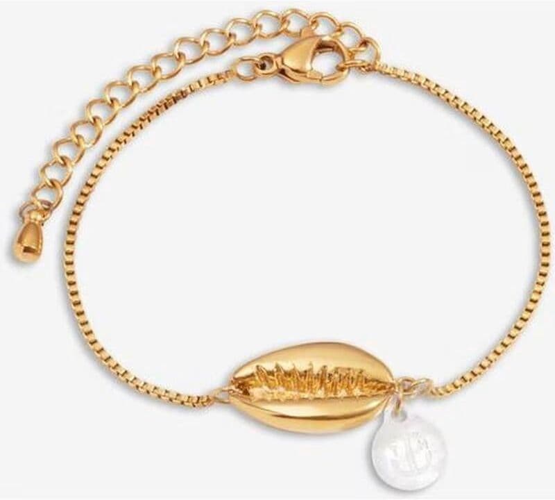 Pulsera Tom Hope Tm0613 Con Concha Dorada Y Cadena Ajustable L Mujer