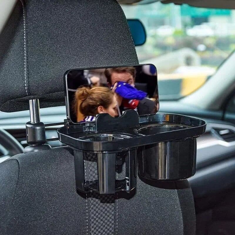 NONE Car Headrest Cup Holder Car Backseat Snack Tray Dual Cup Holder Car Holder Seat Back Organizer Interior Universal Accessories